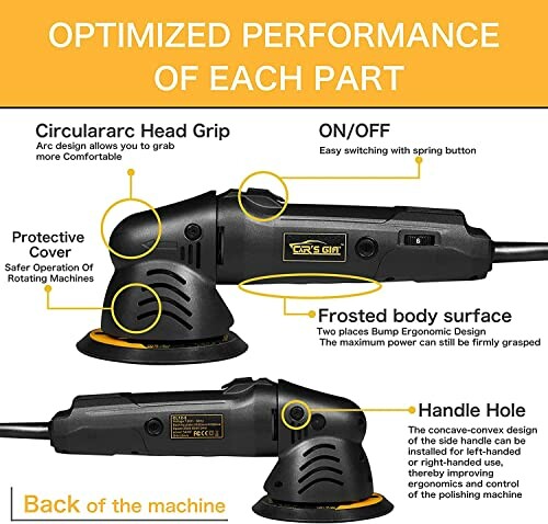 Diagram of a car polishing tool with labeled parts.